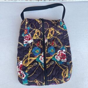 Shoe travel bag quilted equestrian floral print